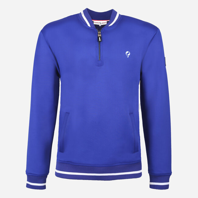 Q1905 Heren Scuba Half Zip Trui Mill - Helder Kobaltblauw