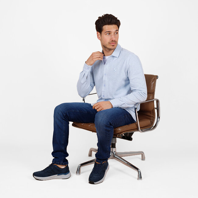 Men's Shirt Putten - Mist blue melange