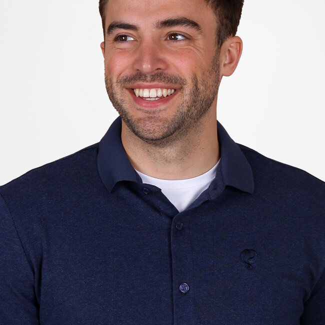 Heren Overhemd Putten  – Donkerblauw Melange