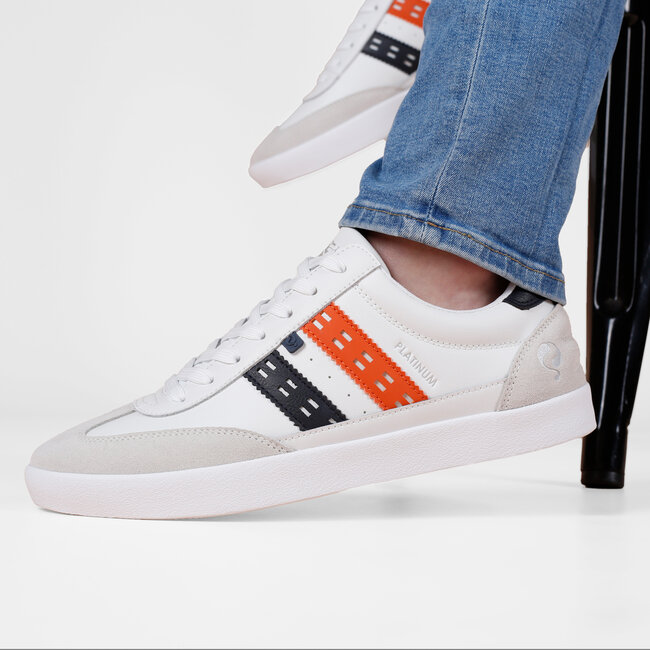 Men's Sneaker Platinum - White/Dark Blue/Orange