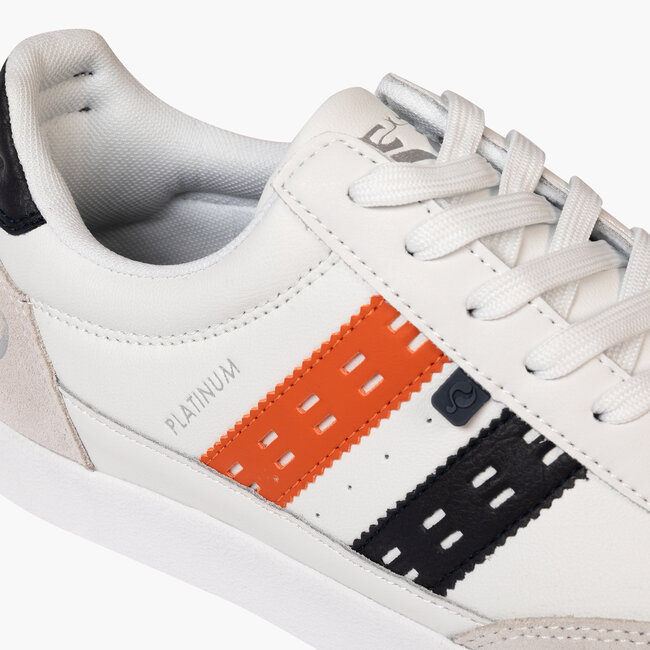 Heren Sneaker Platinum - Wit/Donkerblauw/Oranje