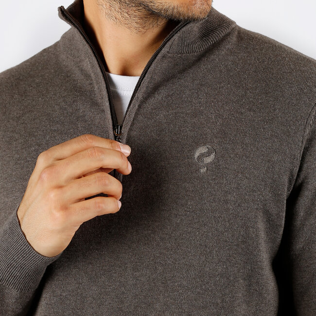 Heren Trui Kralingen - Donker Taupe Melange