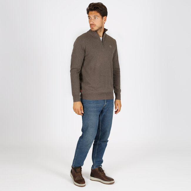 Heren Trui Kralingen - Donker Taupe Melange
