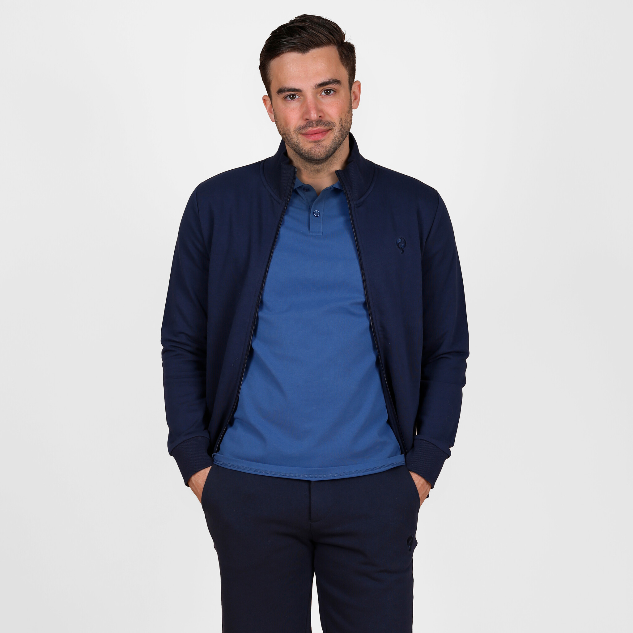 Heren Sweatvest Blokland | Donkerblauw afbeelding