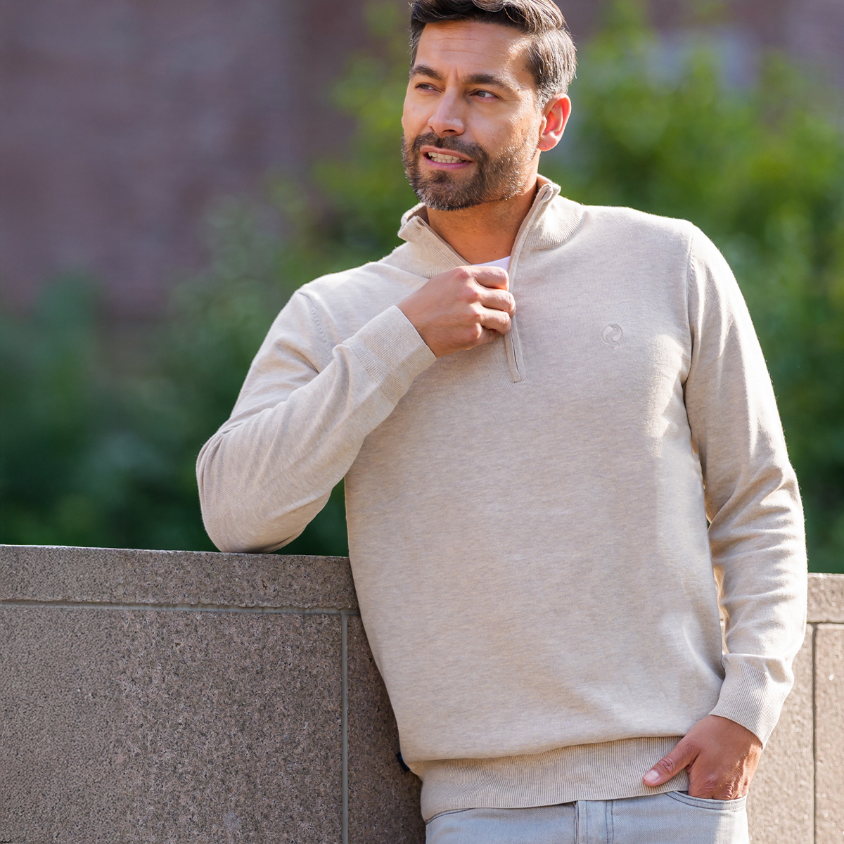 Heren Trui Kralingen | Licht Taupe Melange afbeelding