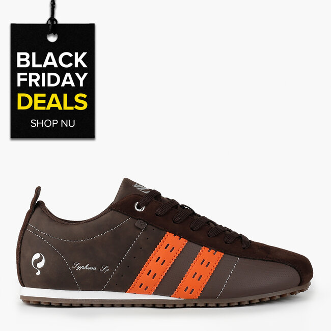 Q1905 Heren Sneaker Typhoon SP - Donkerbruin/Oranje