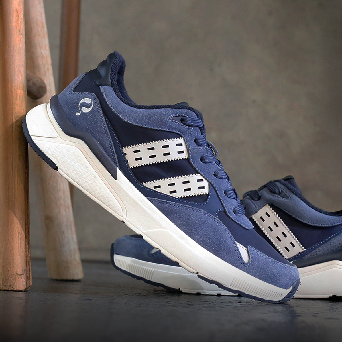 Heren Sneaker Kampen | Denimblauw Donkerblauw OffWit
