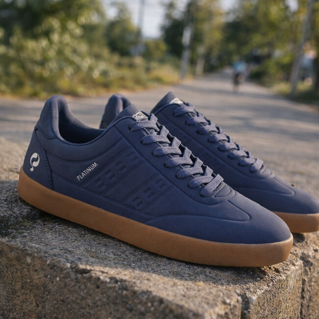 Heren Sneaker Platinum One - Middenblauw/Gum