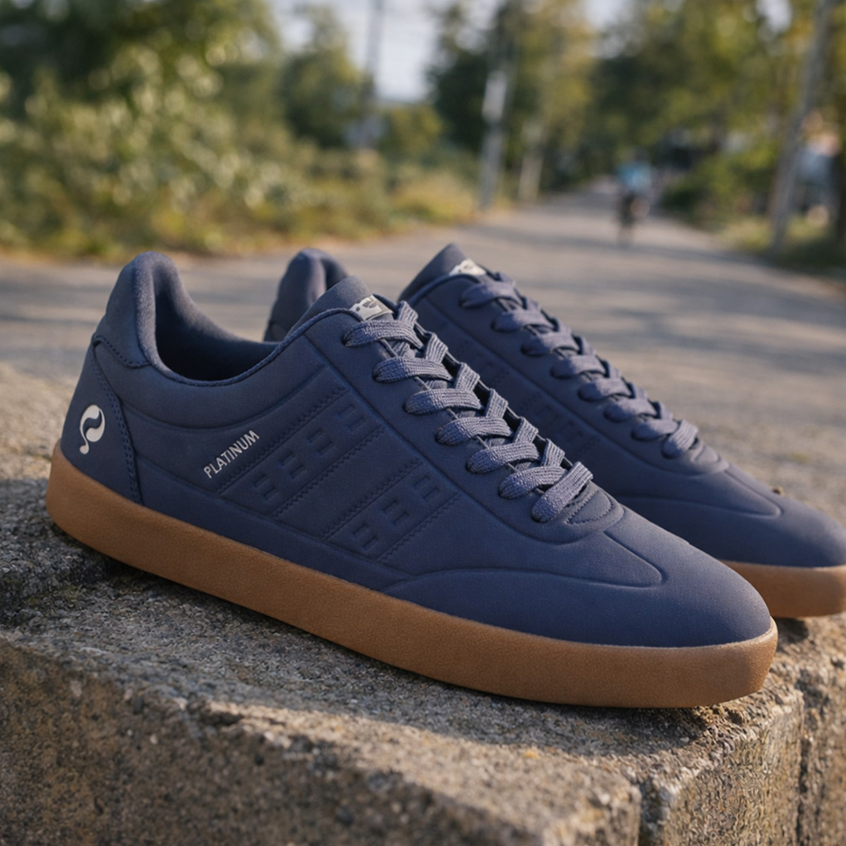 Heren Sneaker Platinum One | Middenblauw Gum