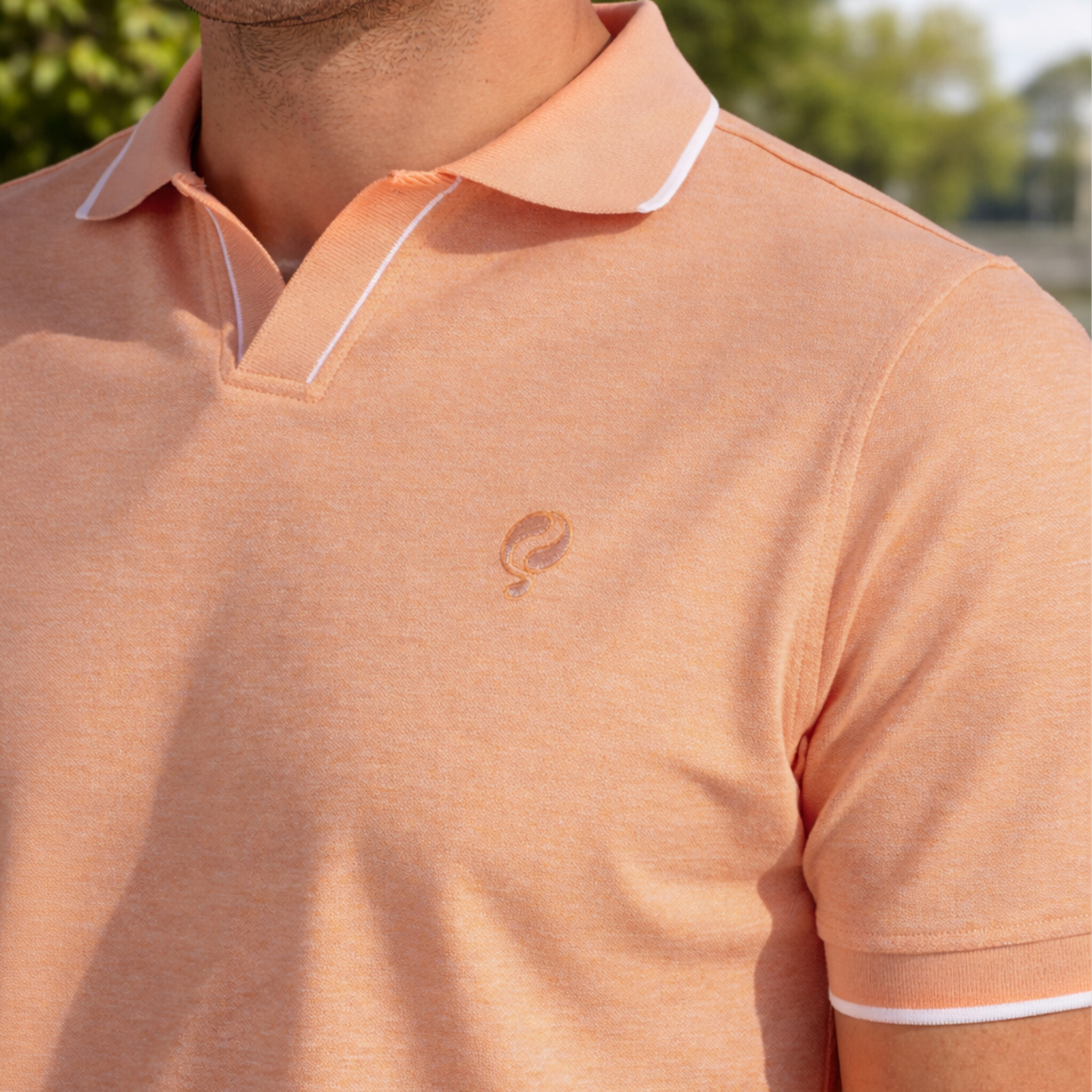Quick-Q1905 Heren Polo Stein &VerticalLine; Lichtoranje Melange