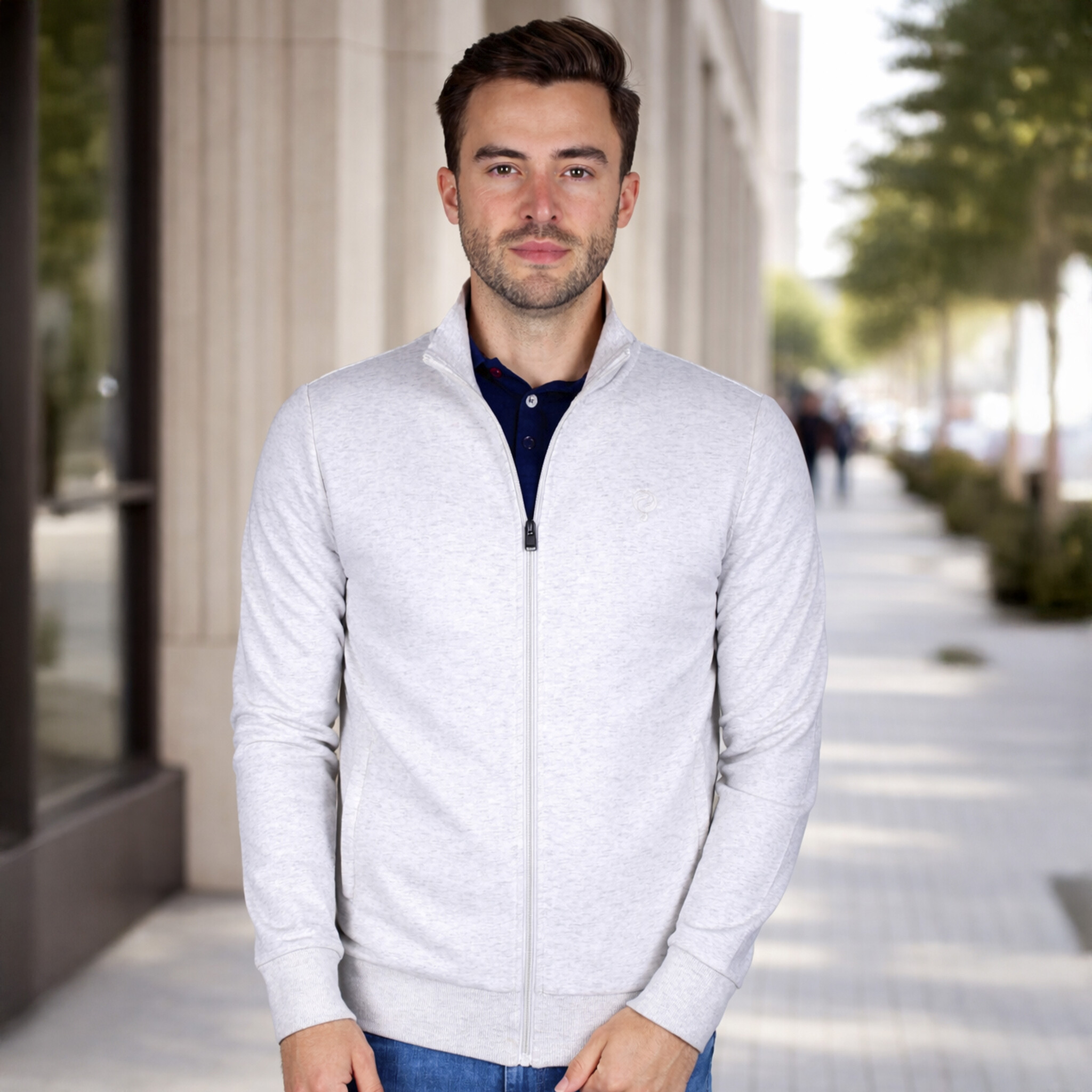 Heren Sweatvest Blokland | Witgrijs