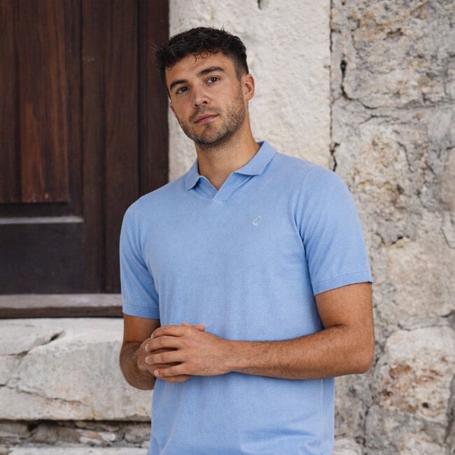 Q1905 Heren Polo Enter - Ochtendblauw