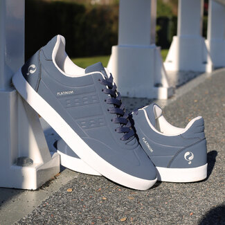Q1905 Heren Sneaker Platinum One - Middenblauw/ Wit