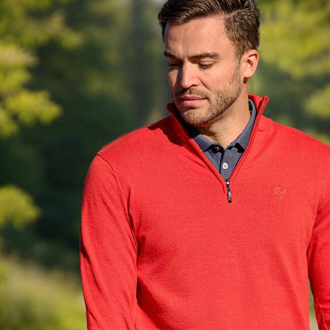 Q1905 Men's Sweater Kralingen - Red Orange Melange