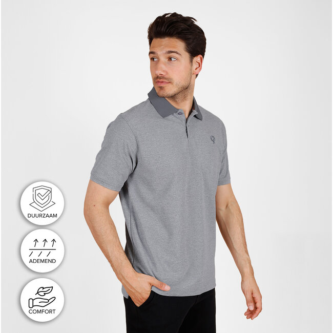 Q1905 Heren Polo Fore - Lichtgrijs Melange