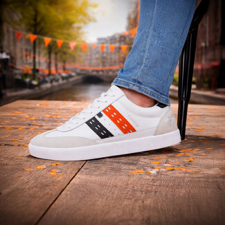 Q1905 Men's Sneaker Platinum - White/Dark Blue/Orange