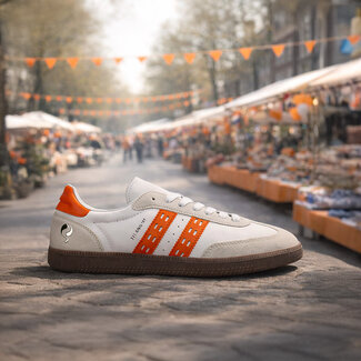 Q1905 Heren Sneaker Titanium - Wit/Oranje