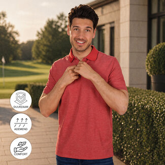 Q1905 Heren Polo Fore - Rood Melange