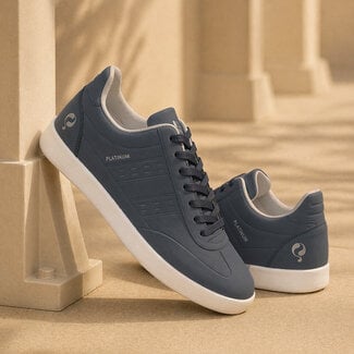 Q1905 Heren Sneaker Platinum One - Middenblauw/ Wit