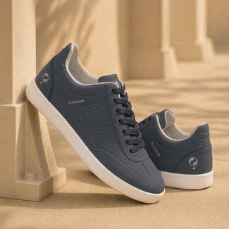 Q1905 Heren Sneaker Platinum One - Middenblauw/ Wit