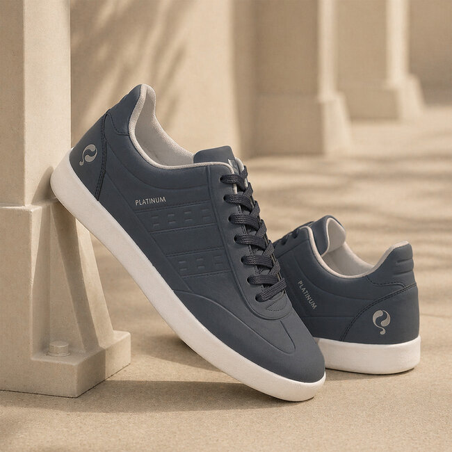 Heren Sneaker Platinum One - Middenblauw/ Wit