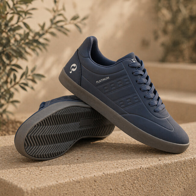 Heren Sneaker Platinum One - Middenblauw/Antraciet