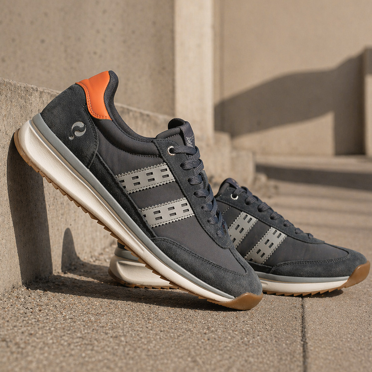 Heren Sneaker Boston Pro | Antraciet Grijs Oranje