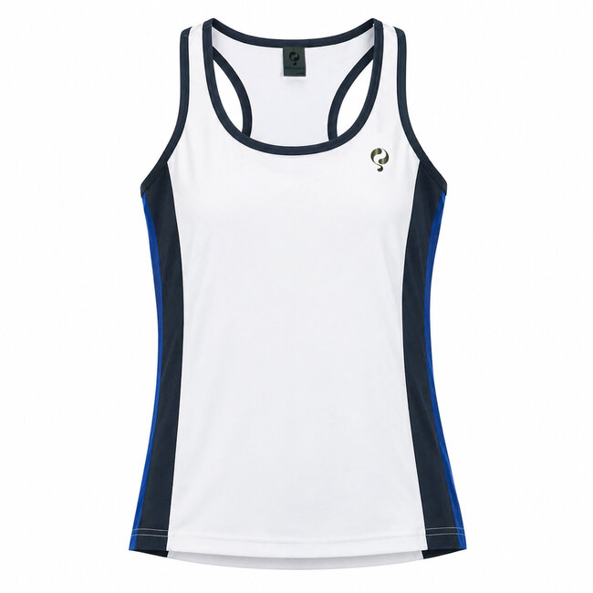 Dames Q Stripe Tank -White/ Blue Graphite/ Surf the Web