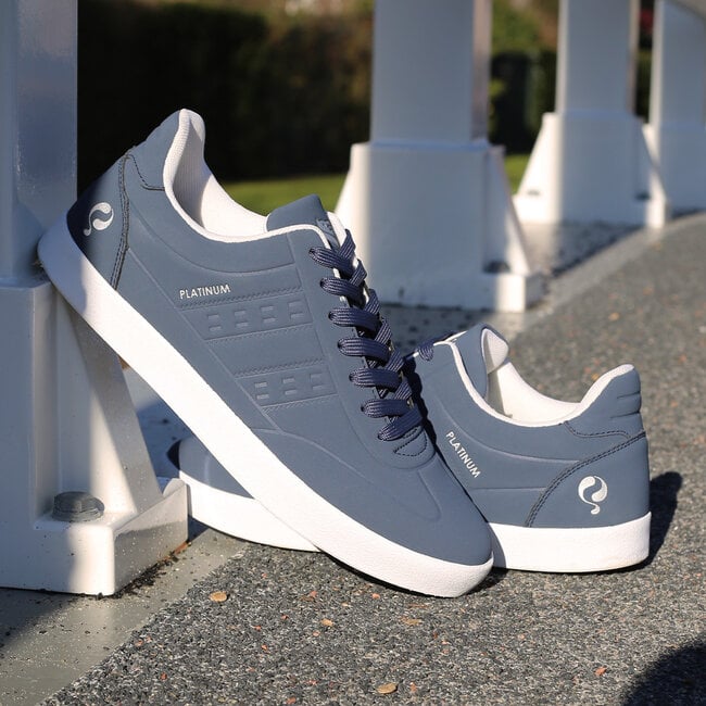 Q1905 Heren Sneaker Platinum One - Middenblauw/ Wit