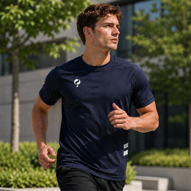 Q1905 Heren Trainingshirt Evergreen active -Marineblauw/ Wit