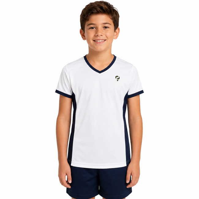 Kids Q Stripe Tee Boy - White/ Blue Graphite/ Surf the web