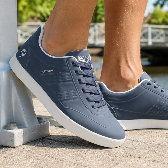 Heren Sneaker Platinum One - Middenblauw/ Wit