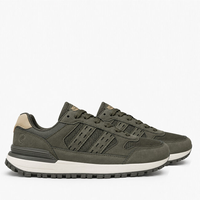 Heren Sneaker Bussel  - Legergroen/ Wit