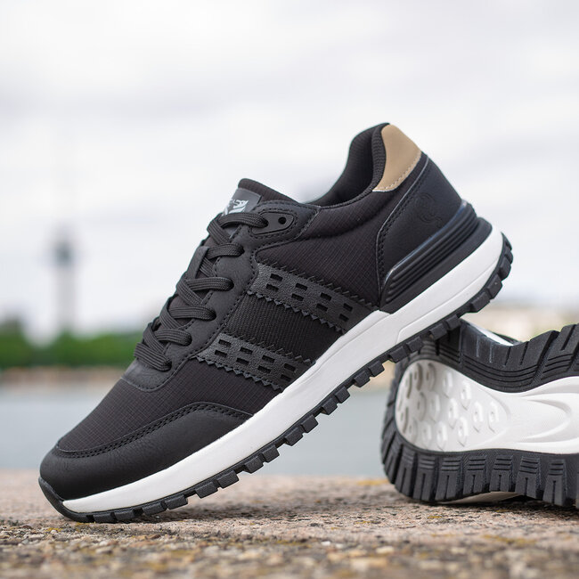 Heren Sneaker Aalst - Zwart/ Cognac/ Wit