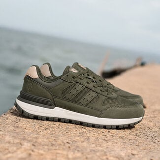 Q1905 Heren Sneaker Bussel - Legergroen/ Wit Q1905 Heren Sneaker Bussel - Legergroen/ Wit