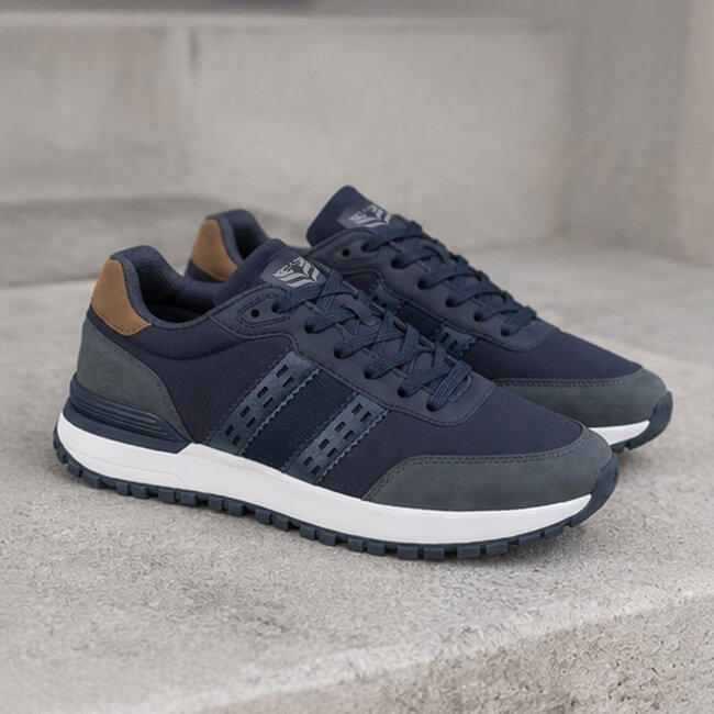Men's Sneaker Aalst - Dark Blue/ Cognac/ White
