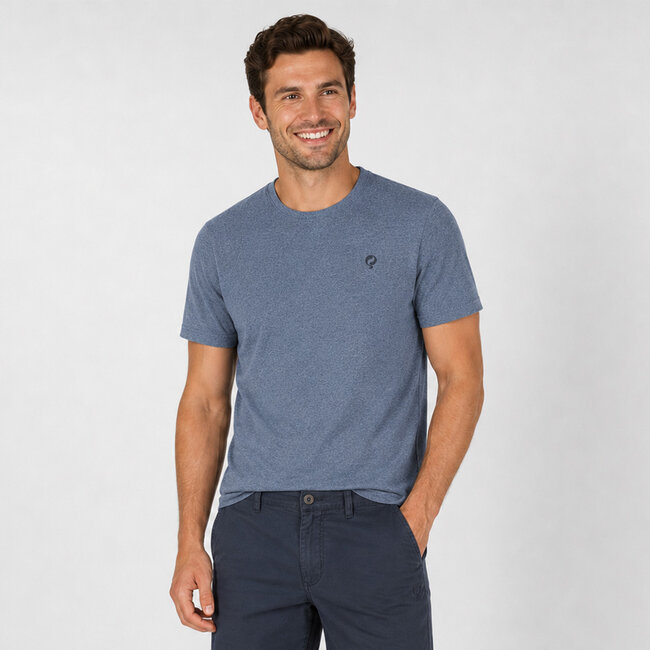 Heren T-shirt Roden -  Denimblauw Melange