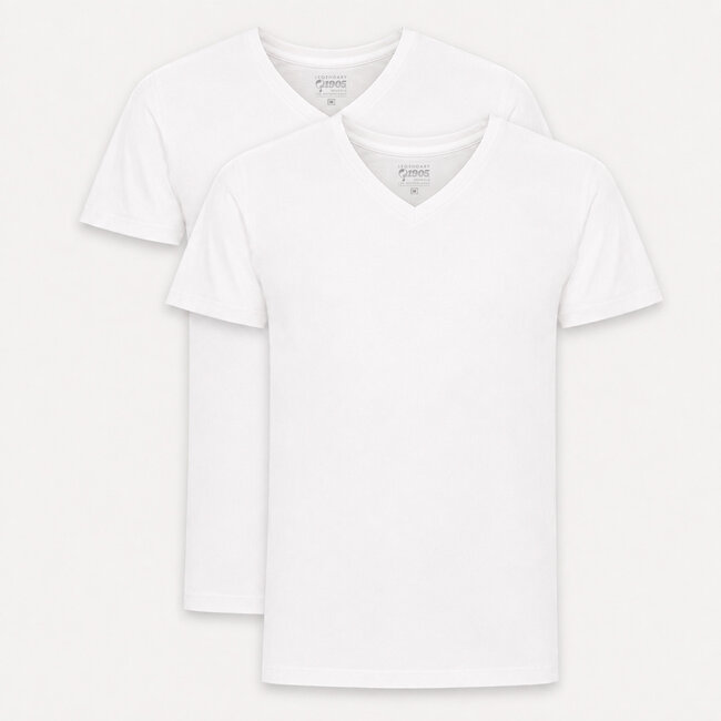 Heren T-shirt 2-Pack Steyl - Wit/Wit
