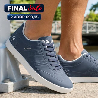 Q1905 Heren Sneaker Platinum One - Middenblauw/ Wit