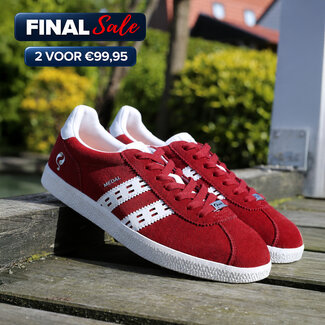Q1905 Heren Sneaker Medal - Donkerrood/Wit