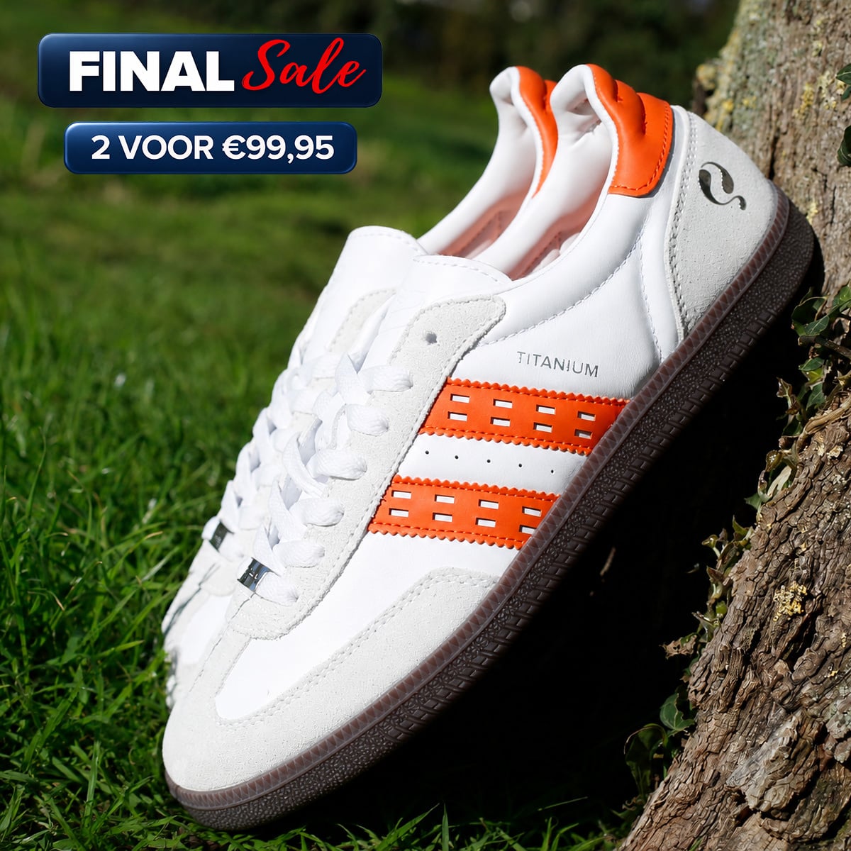 Heren Sneaker Titanium | Wit/Oranje