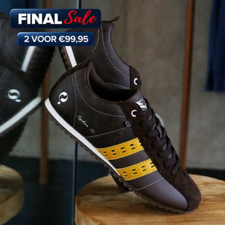 Q1905 Heren Sneaker Typhoon SP - Donkerbruin/Geel