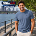 Q1905 Heren T-shirt Roden -  Denimblauw Melange
