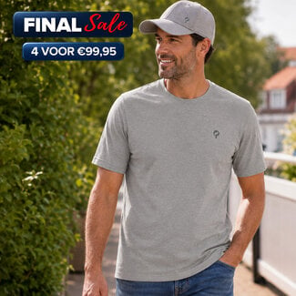 Q1905 Heren T-shirt Roden -  Lichtgrijs Melange