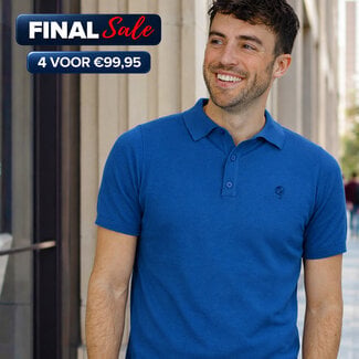 Q1905 Heren Polo Hessum - Avondblauw Melange