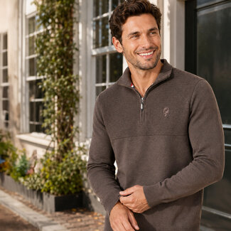 Q1905 Men's Sweater Ruurlo - Dark Taupe Melange