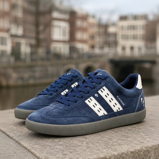 Heren Sneaker Platinum - Blauw/OffWhite/Grijs