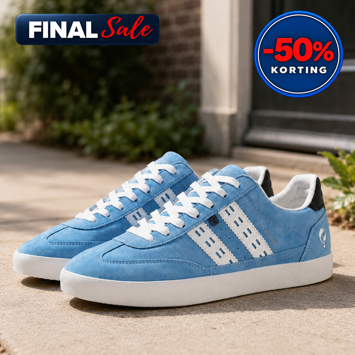 Heren Sneaker Platinum | Lichtblauw/Wit