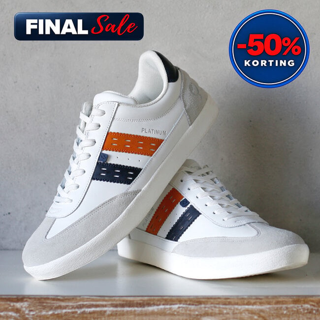Q1905 Men's Sneaker Platinum - White/Dark Blue/Orange
