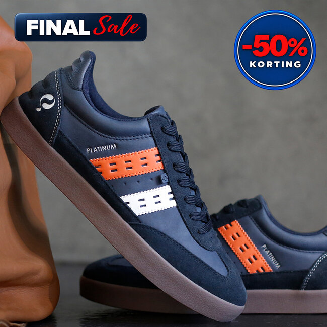 Men's Sneaker Platinum - Dark Blue/Orange/White